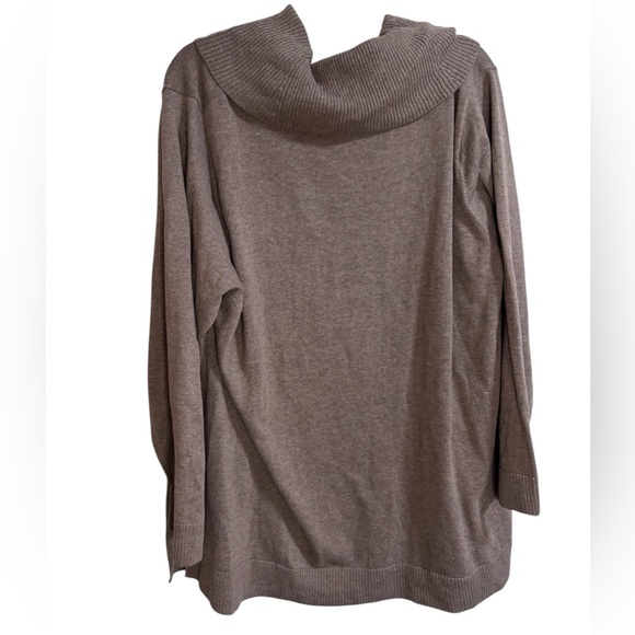 JEANNE PIERRE Brown Cowl Neck Cotton Sweater Oversized Knit -3X - Picture 2 of 5